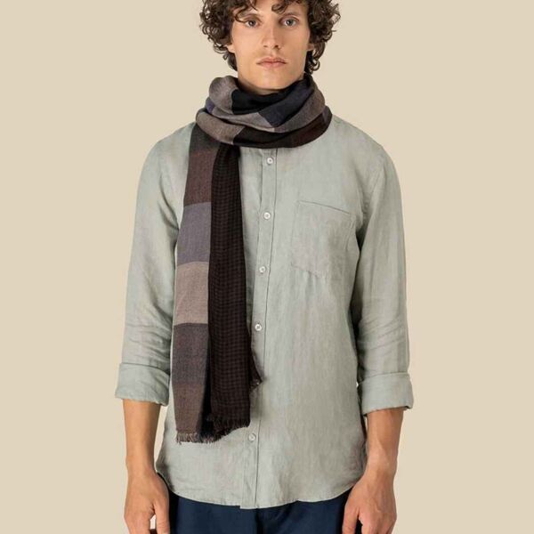 Spasso Brown Patchwork/Check Reversible Scarf Thumbnail
