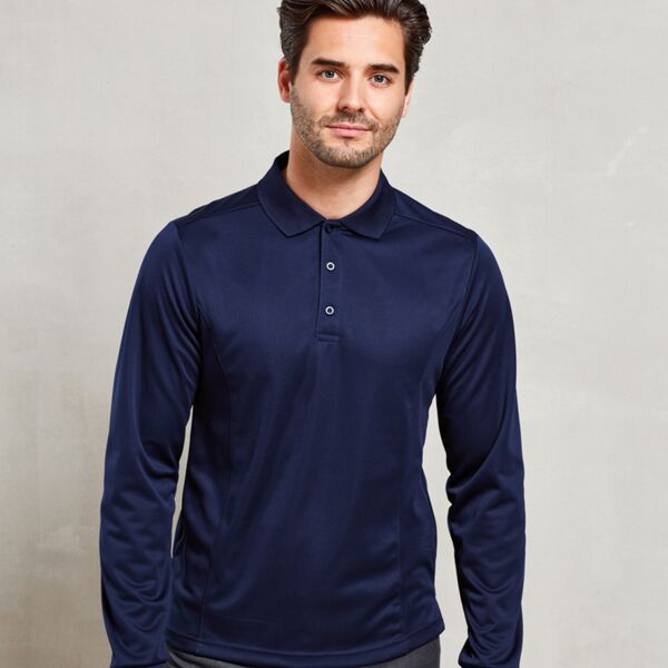 Premier Long Sleeve Coolchecker® Piqué Polo Shirt Thumbnail